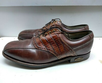 FootJoy Brown Leather Moc-Toe Derby Shoes FOOTJOY Classics Brown 8.5 EMen Handcrafted USA Cap-Toe  main image 2