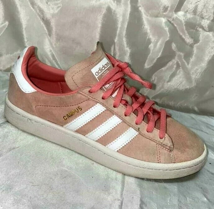 Adidas Campus Baskets Femme Chaussures Rose 38,5 en Daim Lacets Schuhe