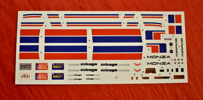 AMT 1977 Chevy Monza Mirage Wide Body Decal Sheet 1/25