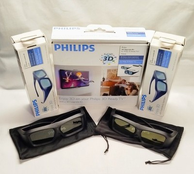 Set of 4 Philips 3D Upgrade Kit glasses for Philips 3D Ready TV PTA 02-03