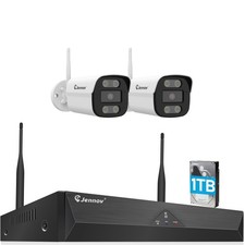 JENNOV WLAN Außen IP Überwachungskamera Set 10CH 5MP NVR Mit Audio Fernzugriff