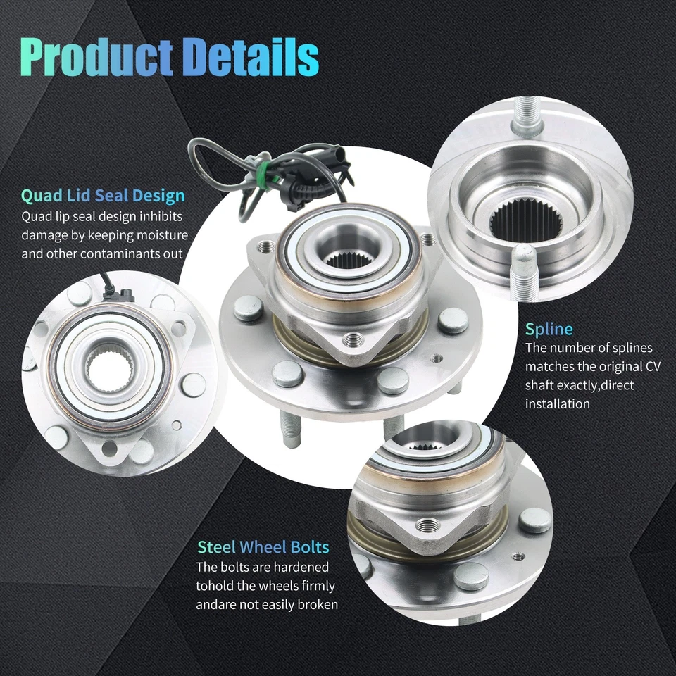 Cojinetes de cubo de rueda delantera 1 pieza para Chevy Silverado GMC Sierra 1500 515096 Foto 4 de 4