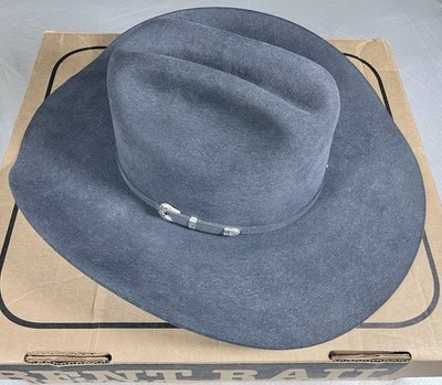 Justin Hats Bent Rail ''Bullet'' Granite 7X Fur Felt Cowboy Hat Size 7 3/8 W/Box