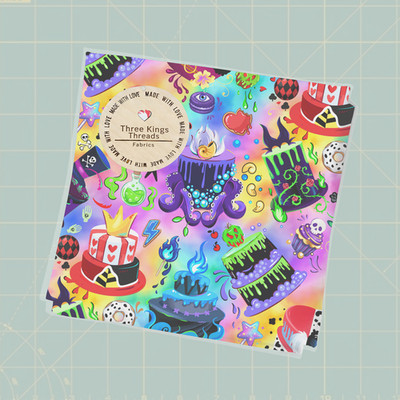 Disney Villains Cake Rainbow DBP 1 Yard Fabric Seamless Design Appr 59x36
