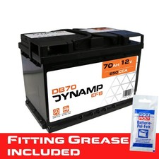 096 EFB Car Battery Dynamp DB70 12V 70Ah 650CCA + Free Clamp Grease