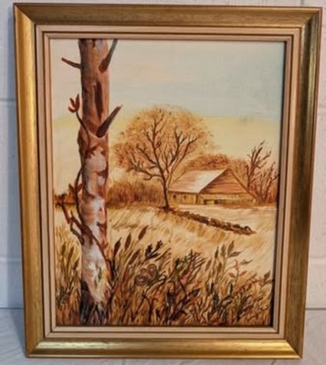 Framed vintage-style landscape painting signed by the artist. (D Seidensticker)