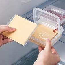 1PC Clear Cheese Slice Storage Container for Fridge with Flip Lid Food Box Uk