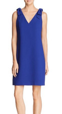 Eliza J Women's Bow-Detail Sheath V-Neck Mini Dress Blue Size 10 9150