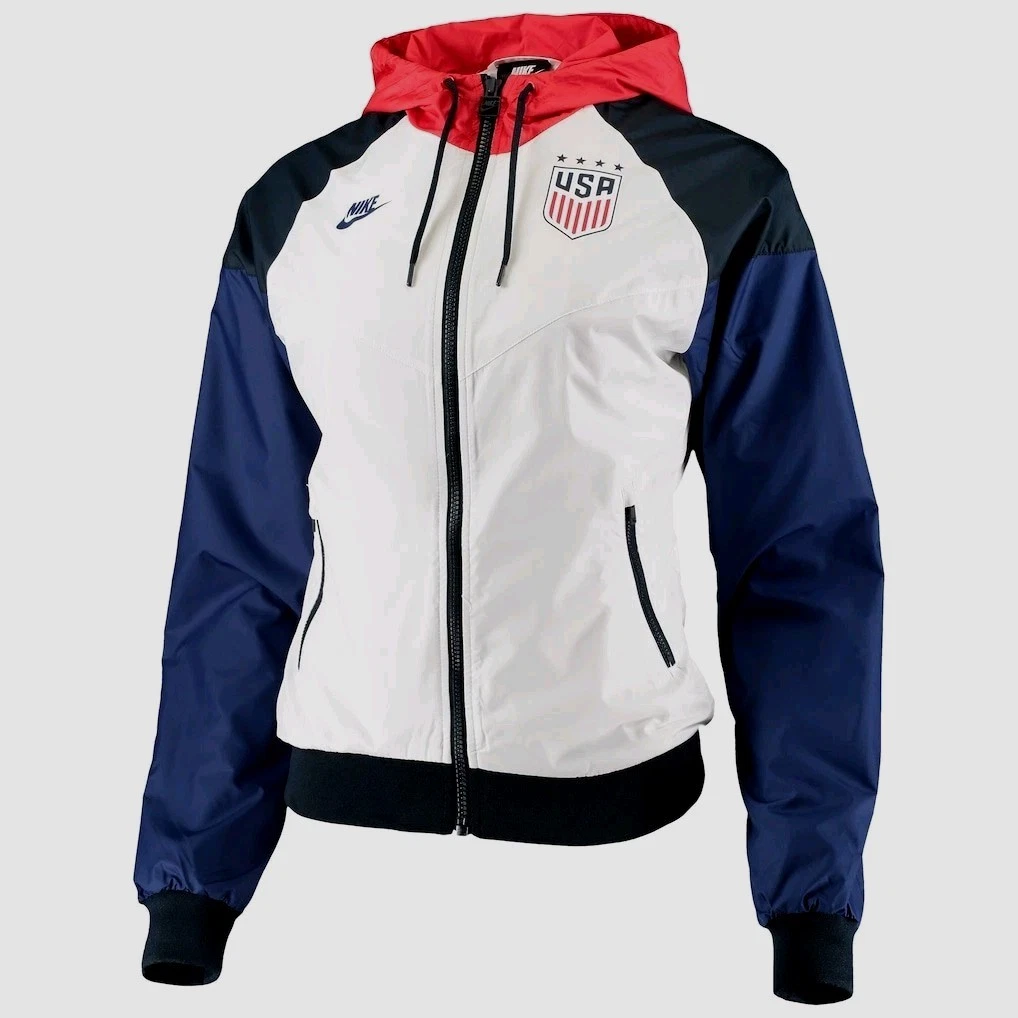 Nike Womens White Full-Zip NSW Windrunner Hoodie Sz XS