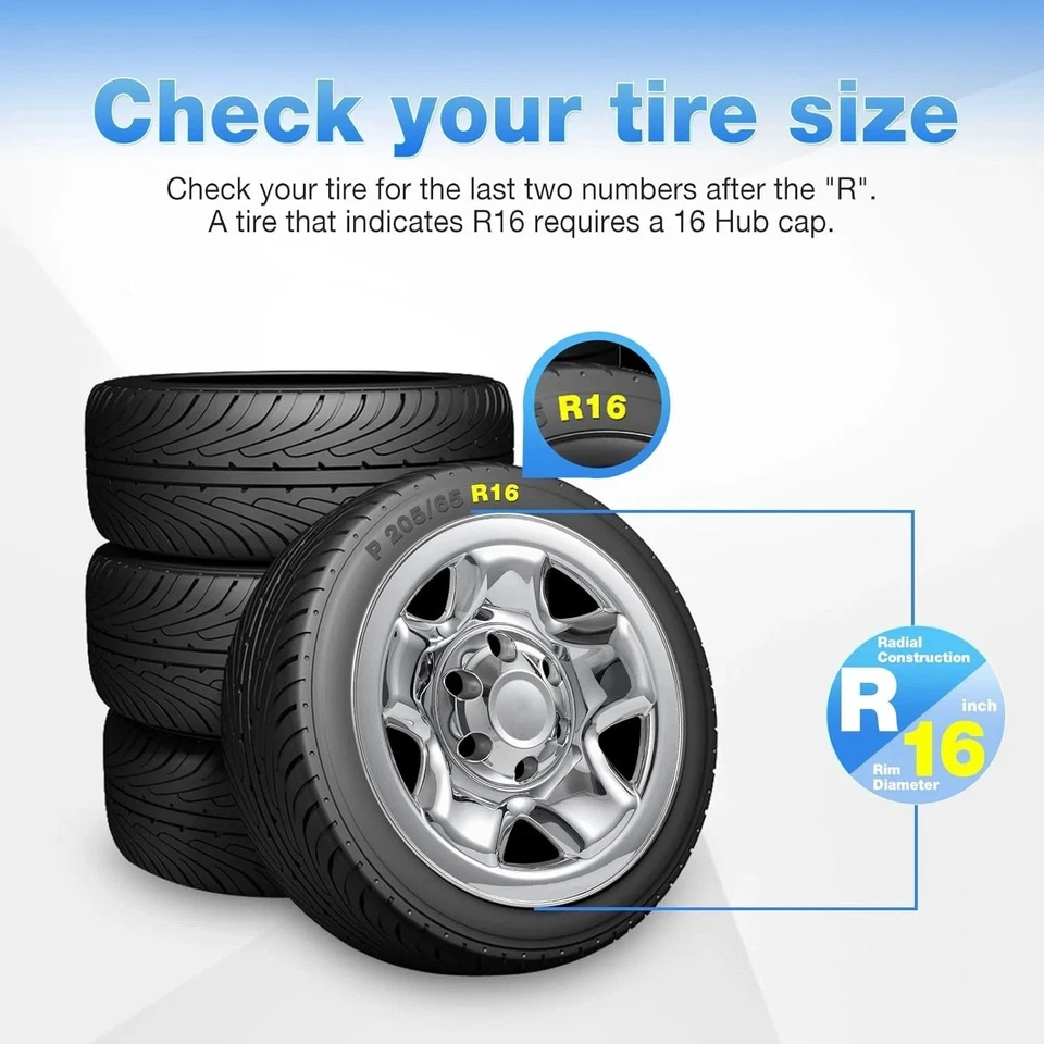 16 Inch Wheel Skins for 2005-2024 Toyota Tacoma Steel Wheels, ABS Plastic Chr... - Image 2 of 4