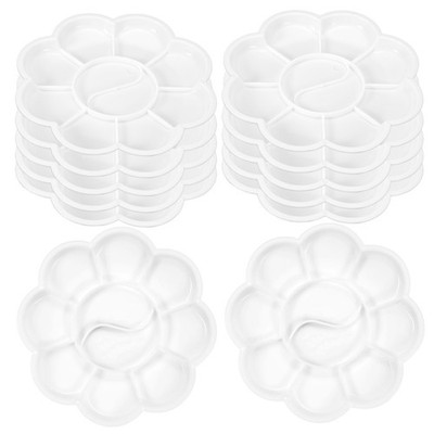 12pcs 10 Wells Paint Tray Palette Painting Pallet Holder Flower Shape 3'' White