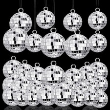 40 Pcs Disco Balls Ornaments Silver Mini Disco Balls Reflective Mirror Ball C