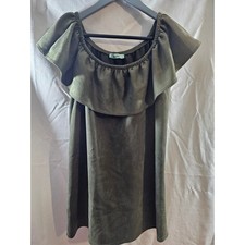 Karlie Faux Suede Off Shoulder Dress Olive Green Size Small