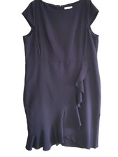 "PER UNA" Beautiful Navy Blue Frilled Shift Dress - SIZE 22 - BRAND NEW!!!