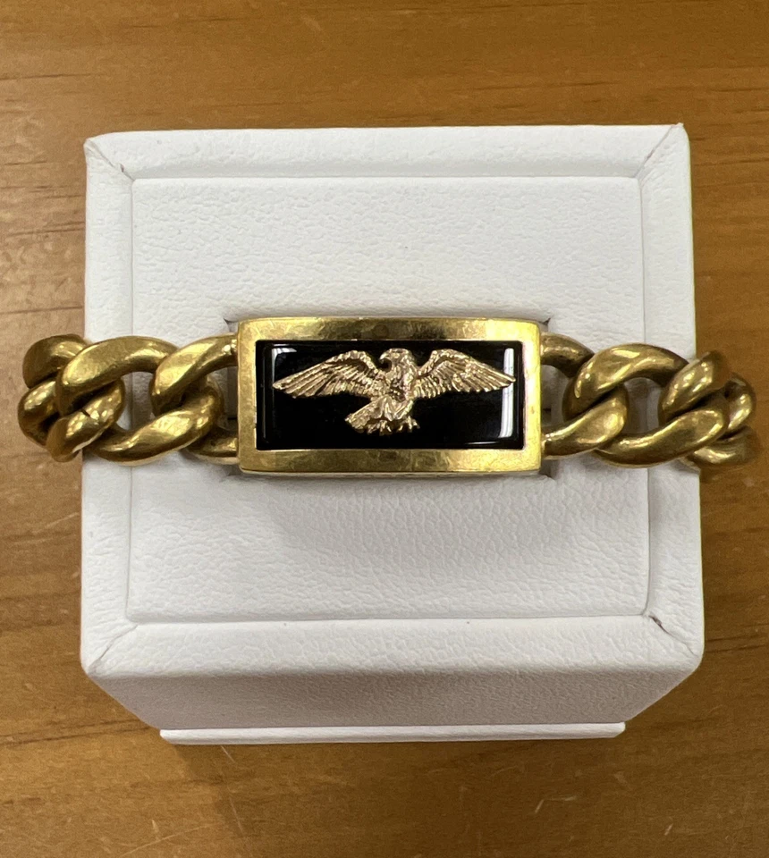 Brazalete de águila de oro amarillo de 14k Franklin Mint con ónix Foto 2 de 4