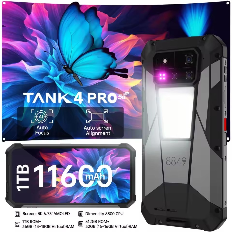 8849 Tank 4 Pro 5G Projector Smartphone 3K AMOLED 36GB+1TB 120W