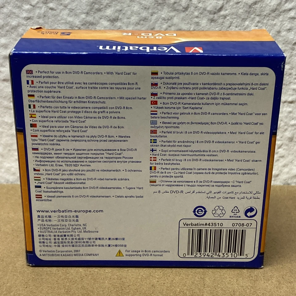 5x Verbatim 8cm DVD-R 1,4 GB 30 Minuten für Camcorder - Neu & OVP - Bild 2 von 4