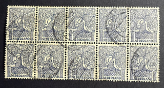 (3958) Netherlands / Nederland: 1923 Gestempeld blok van 10 NVPH 110