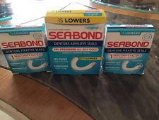 (3) Sea-Bond Lower Denture Adhesive Seals 15 Ct Each  FREE SHIPPING Plus 14