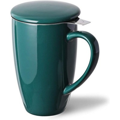 Ceramic Mug W/ Infuser Brewing Tea Coffee Milk Durable Gift Set Easy Clean New