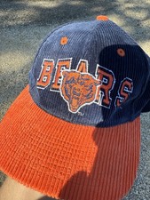 Chicago Bears Snapback Hat Embroidered Blue, Vintage NFL Corduroy