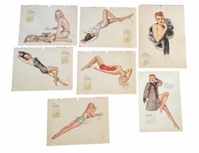 1943 Varga Girl Calendar Pages, PinUp Girl Rockabilly,  Vargas Illustration