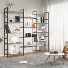 5-tier Vintage Bookshelf 14 Open Shelves Large Triple Floor Standing Bookcase