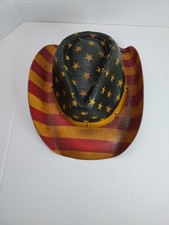 American Flag Cowboy Cowgirl Hat w/ Shape It Brim, Stars Stripes,Rodeo,Western