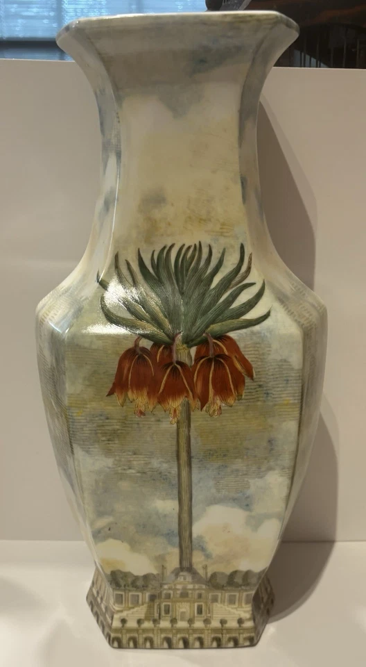 Jarrón real grande de doble cara floral JOHN DERIAN Tozai Home palacio francés RARO Foto 2 de 4