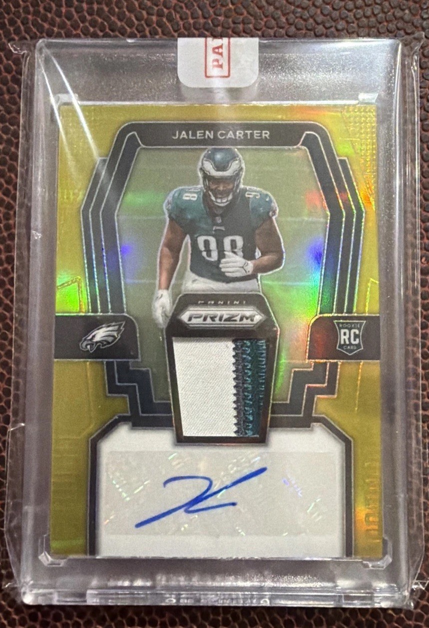 2023 Panini Prizm Jalen Carter Rookie Patch Auto  Gold  SSP /10 RPA RC Eagles