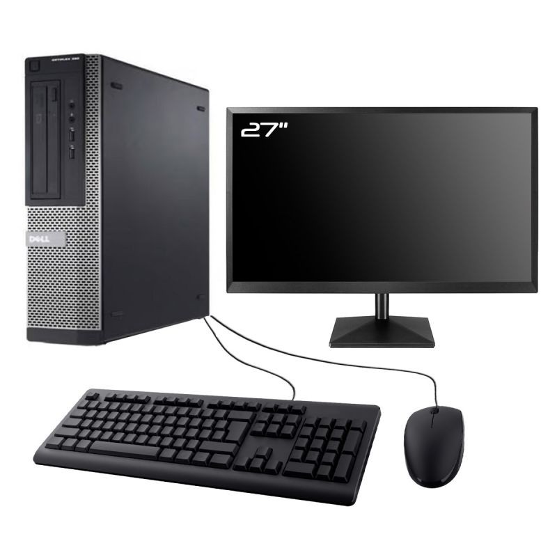 PC Dell Optiplex 390 DT Ecran 27" Intel I3-2100 RAM 16Go HDD 500Go W10 Wifi