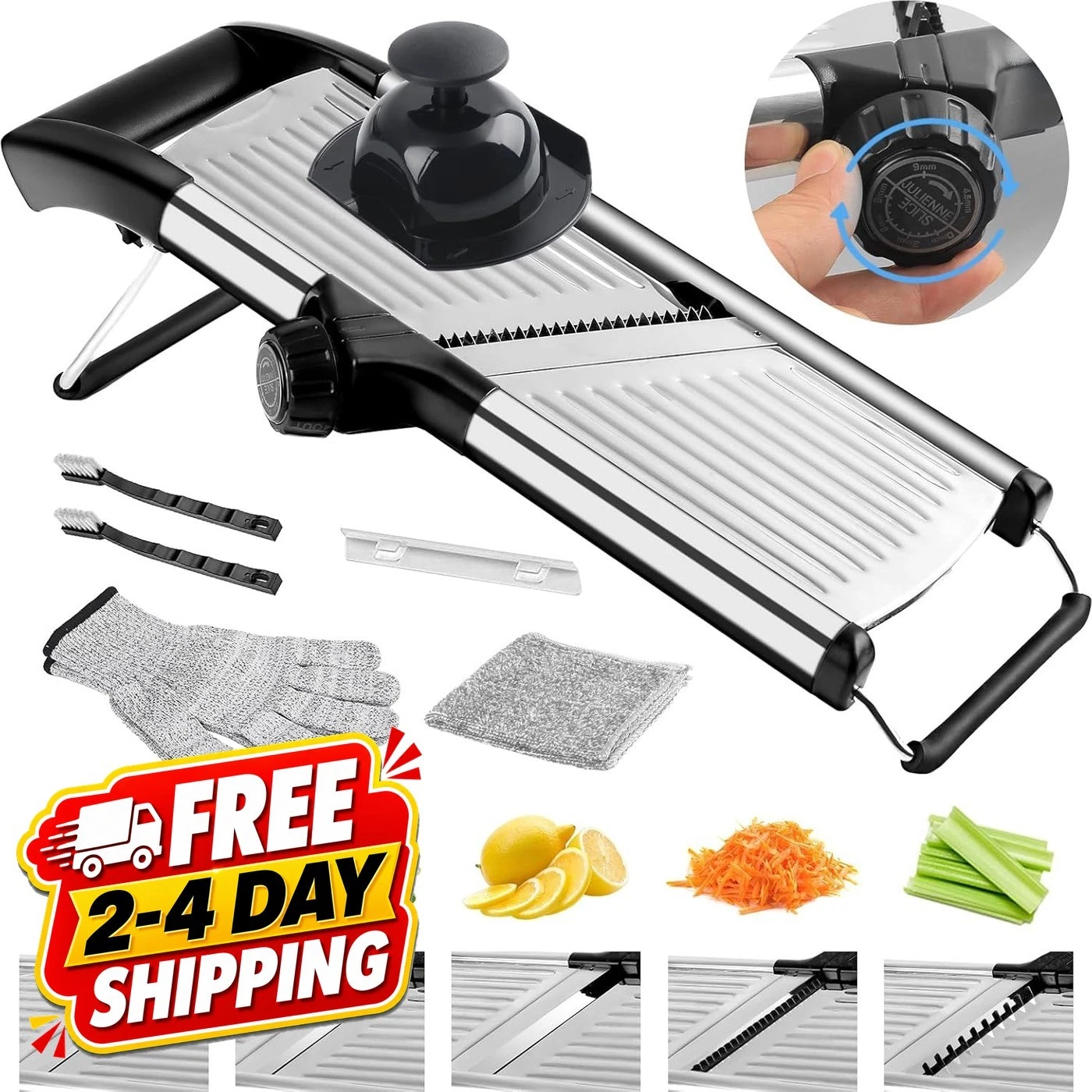 Mandoline Slicer Stainless Steel 4 Blades Vegetable Cutter