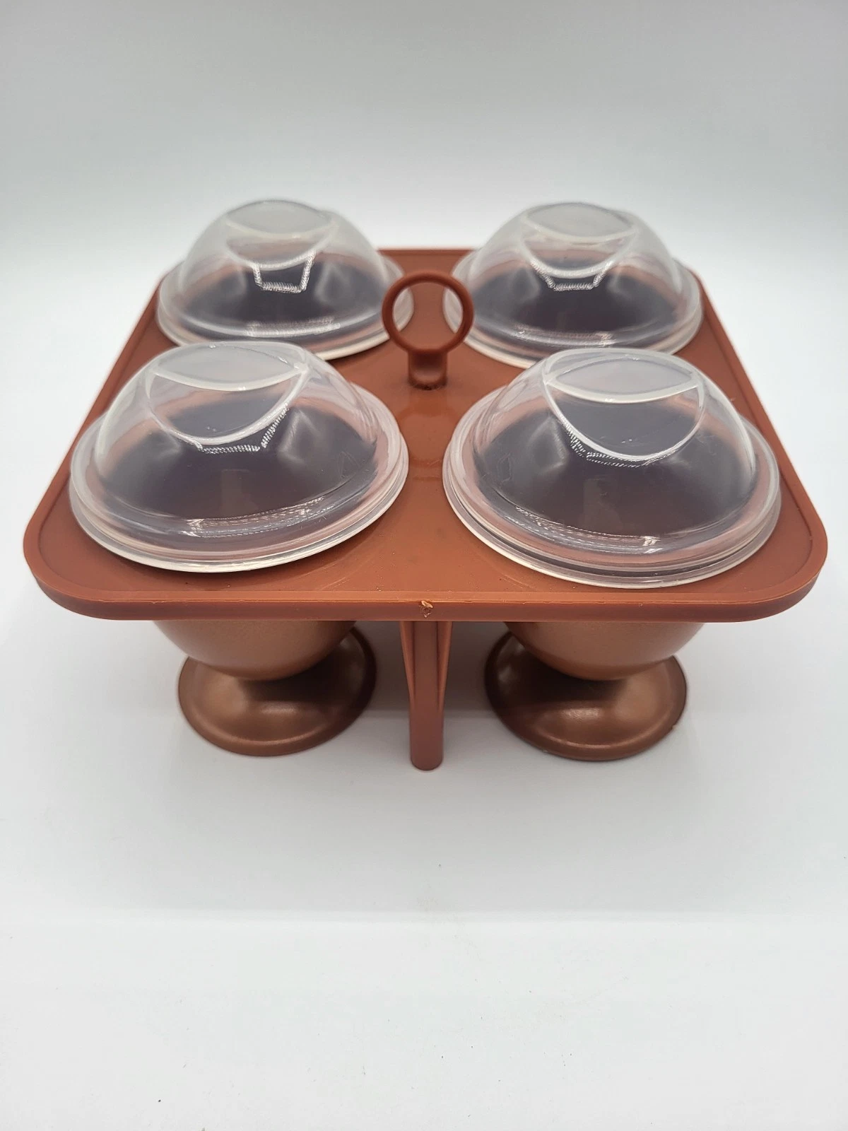Copper Eggs Set Coddler/Poacher for Poached and Coddled Eggs 4 Cups w/Carry Tray
