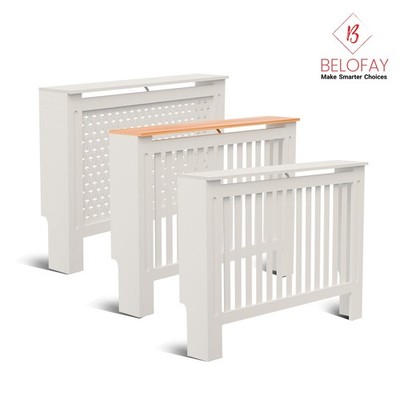 Weiße Heizkörperabdeckung MDF klein groß modern Holzlatte Grill Schrank Möbel