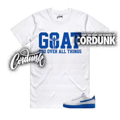 Air Force 1 Game Royal Blue White Hyper Dunk Low T Shirt Match GOAT
