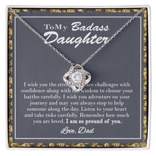 To My Badass Daughter Necklace From Dad, Badass Daughter Crown Necklace Gift
