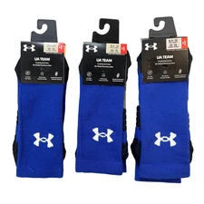 3 Pair Under Armour UA Team Athletic Crew Socks Royal Blue Men's Size 8.5-13 NEW