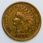 New Listing1893 Indian Head Cent Penny AU details k537