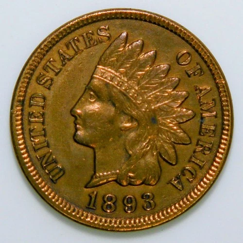 New Listing1893 Indian Head Cent Penny AU details k537