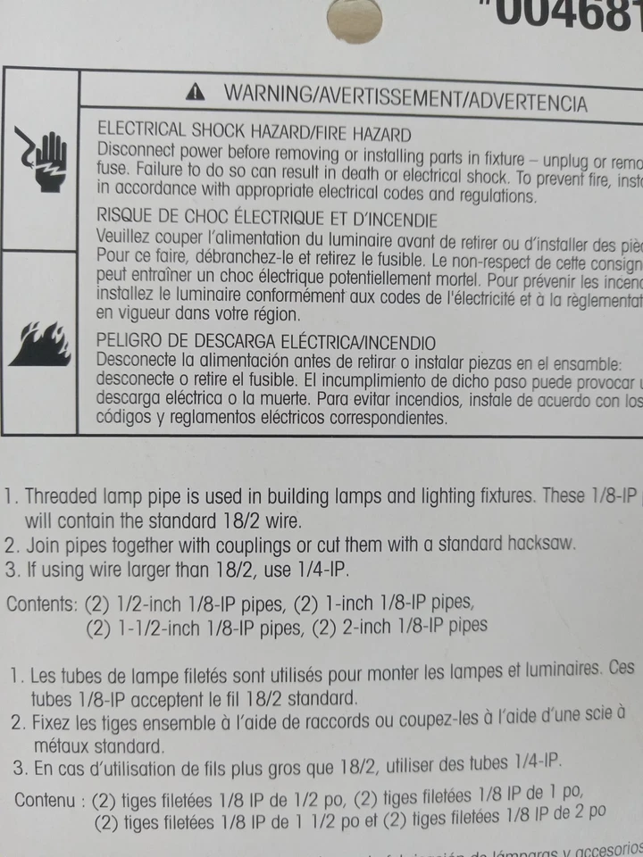 Portafolio 8 Piezas Roscado Surtido Tubo Pezones Lámparas Lámparas Zinc NUEVO Foto 4 de 4