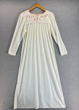 Natori Classic Ivory Pink Cottagecore Fleece Nightgown Sleep Vintage Size Medium