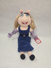 Sababa Toy Jim Henson Muppets 2004 Plush Miss Piggy Blue Dress Pearls Gloves Tag