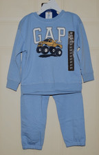 GAP Kids 2-PC Sweater Pullover Sweat Pants SET "Monster Truck" BOYS 3T Blue NWT
