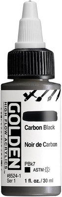 Golden High Flow Acrylic 30ml (1oz) Bottles Carbon Black