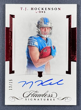 2019 Flawless T.J. Hockenson Rookie RC Signatures Auto Ruby Red /15 #FR-TJ Lions