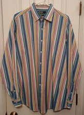Polo Ralph Lauren Shirt Mens XL Multicolor Stripe Curham Custom Fit Button Front