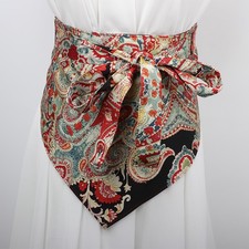   Lady Ethnic Floral Corset Belt Lace Up Waist Belt Hanfu Dress Tie Belt Triangle