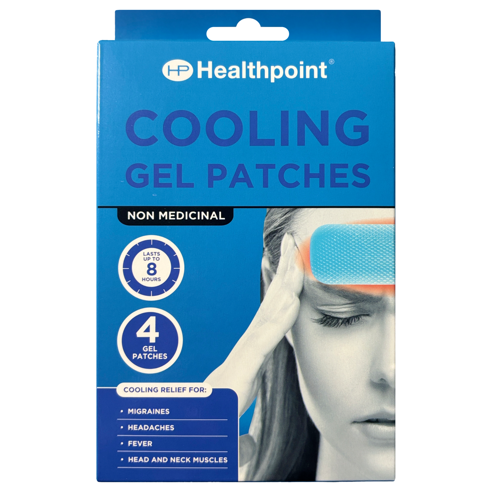 Healthpoint Cooling Gel Patch Headaches Migraines Fever Muscle 8 hrs - 4 Patches