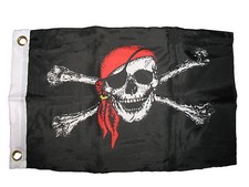12x18 12"x18" Jolly Roger Red Bandana Hat Pirate Boat Bike Car Decorative Flag