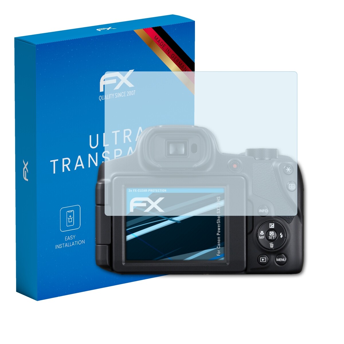 AtFoliX Schutzfolie Für Canon PowerShot SX70 HS – Ultraklar, 3 Stück, 6H Kratzfest